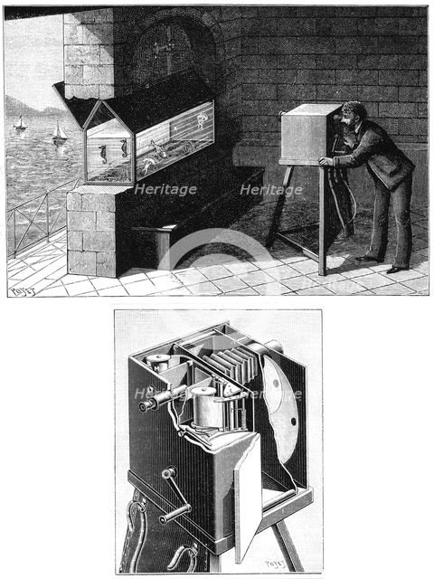 Etienne Jules Marey (1830-1903), with cine camera, 1903. Creator: Unknown.