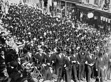 Eton Boys Listening to the Reading of the Proclamation on Windsor Bridge Berkshire, 1910