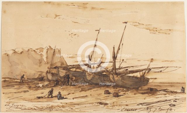 Étretat, 1854. Creator: Charles-Émile Jacque (French, 1813-1894).