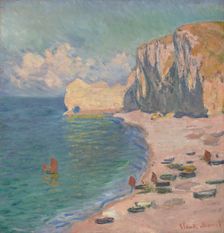 Étretat: The Beach and the Falaise d'Amont, 1885. Creator: Claude Monet