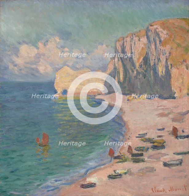Étretat: The Beach and the Falaise d'Amont, 1885. Creator: Claude Monet.