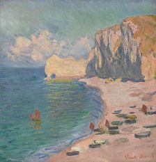 Étretat: The Beach and the Falaise d'Amont, 1885. Creator: Claude Monet