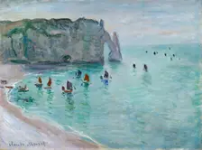 Étretat, La Porte d'Aval, Fishing Boats Leaving the Harbour, ca 1885