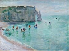 Étretat, La Porte d'Aval, Fishing Boats Leaving the Harbour, ca 1885