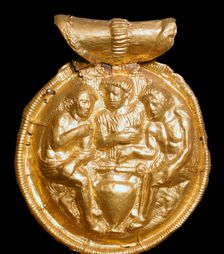 Etruscan gold bulla showing Medea and the daughters of Pelias, 3rd century BC