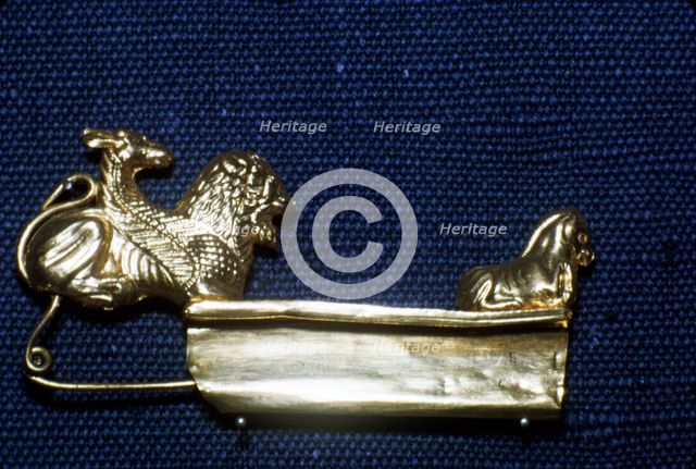 Etruscan Gold Fibula of Chimera, 6th century BC. Artist: Unknown.