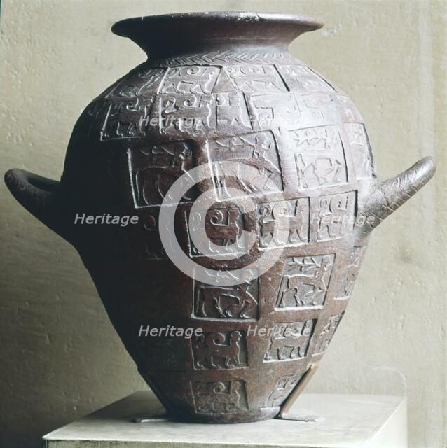 Etruscan Jar stamped with Centaurs and winged lions, 6th century BC. Artist: Unknown.