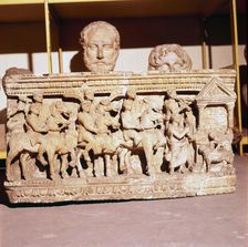 Etruscan Sarcophagus of Funeral procession approaching a shrine