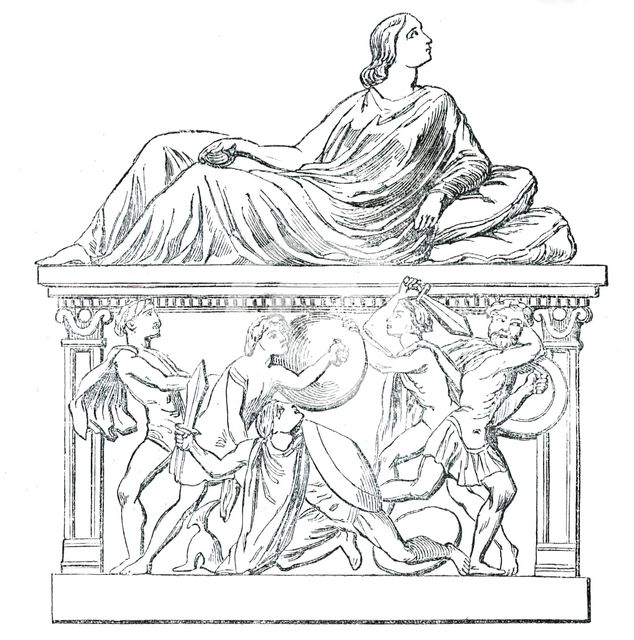 Etruscan Sarcophagus, presented to the British Museum by the Marquis of Northampton, 1850. Creator: Unknown.