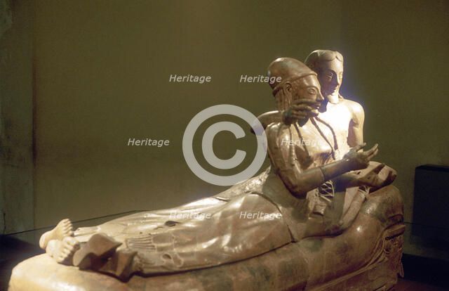 Etruscan sarcophagus with reclining couple, Cerveteri, Italy, 6th century BC. Artist: Unknown