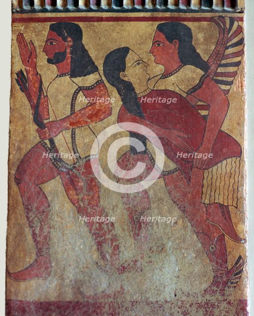 Etruscan tomb painting of a fury carrying away a dead person's soul, 6th century BC. Artist: Unknown