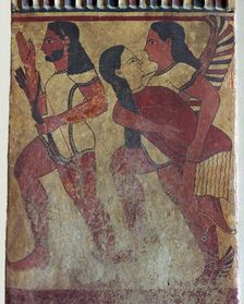 Etruscan tomb painting of a fury carrying away a dead person's soul, 6th century BC