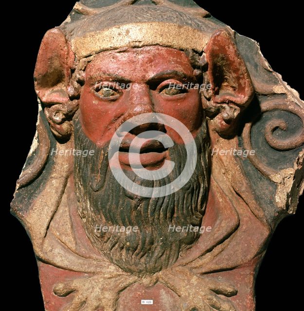 Etruscan terracotta head of a satyr. Artist: Unknown