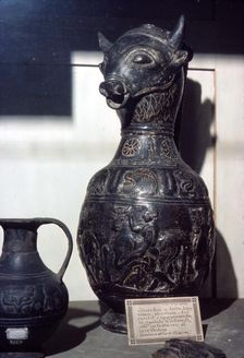 Etruscan Vase in shape of Bull's head, c6th century BC
