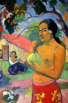 Eu haere ia oe (Woman Holding a Fruit. Where Are You Going?) 1893. Artist: Paul Gauguin