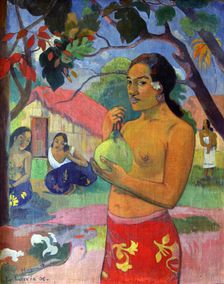 Eu haere ia oe (Woman Holding a Fruit. Where Are You Going?) 1893. Artist: Paul Gauguin
