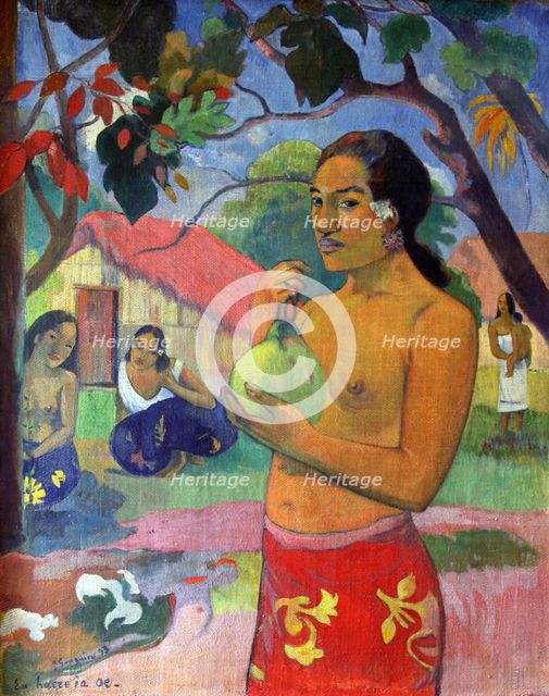 'Eu haere ia oe (Woman Holding a Fruit. Where Are You Going?)', 1893.  Artist: Paul Gauguin