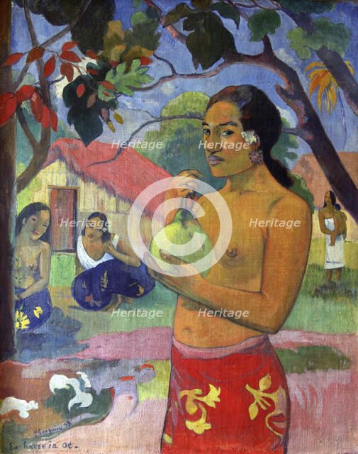 'Eu haere ia oe (Woman Holding a Fruit. Where Are You Going?)', 1893.  Artist: Paul Gauguin