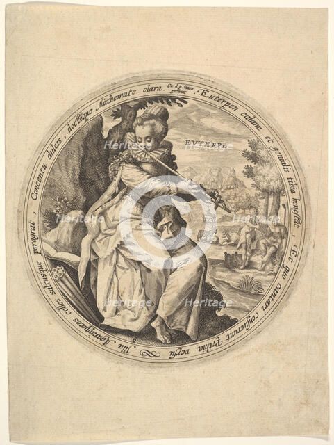 Euterpe, from The Muses. Creator: Crispijn de Passe I.