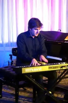 Euan Stevenson, Georgia Cecile Quartet, Watermill Jazz Club, Dorking, Surrey, 7 October 2025. Creator: Brian O'Connor