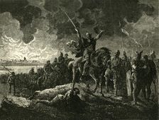 Eudes, Duke of Aquitaine, Fleeing from Bordeaux, Fired by the Saracens (732AD), 1890. Creator: Unknown