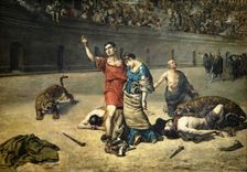Eudorus and Cymodocea in the Amphitheater, 1884. Creator: José Bermudo Mateos