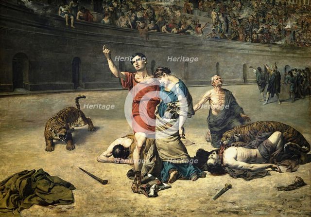 Eudorus and Cymodocea in the Amphitheater, 1884. Creator: José Bermudo Mateos.