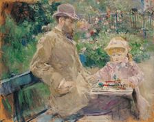Eugène Manet and His Daughter in the Garden at Bougival