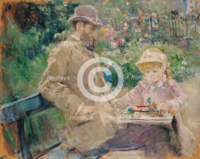 Eugène Manet and His Daughter in the Garden at Bougival.