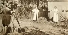 Eugene Lauste recording the first combined moving image and sound, c1905, (1935). Creator: Unknown
