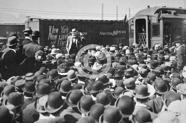 Eugene Victor Debs, American Union leader, addressing a crowd, 20th century. Creator: Unknown.
