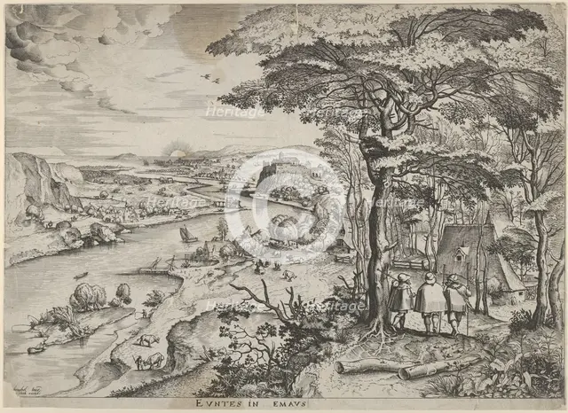 Euntes in Emaus (Landscape with Pilgrims at Emmaus), ca. 1555-56. Creators: Johannes van Doetecum I, Lucas van Doetecum.
