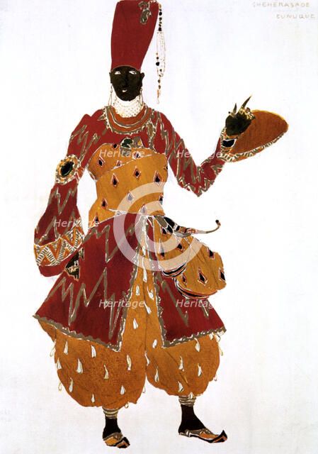 Eunuch costume design for the ballet Scheherazade, 1910. Artist: Leon Bakst