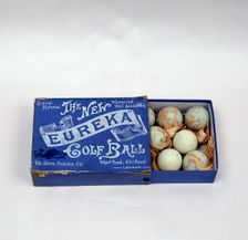 Eureka golf ball box, made by the Gutta Percha Co, London, c1898. Creators: Unknown, Gutta Percha Co