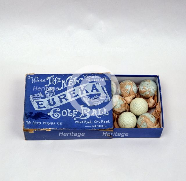 Eureka golf ball box, made by the Gutta Percha Co, London, c1898. Creators: Unknown, Gutta Percha Co.