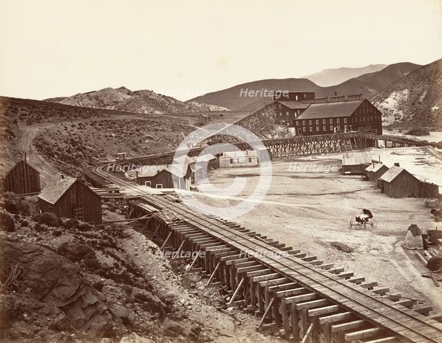 Eureka Quartz Mill and Flume, Nevada, 1875, printed ca. 1876. Creator: Carleton Emmons Watkins.