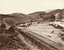 Eureka Quartz Mill and Flume, Nevada, 1875, printed ca. 1876. Creator: Carleton Emmons Watkins