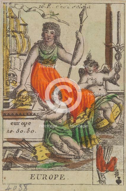 Europe from Playing Cards (for Quartets) 'Costumes des Peuples Étrangers', 1700-1799. Creator: Anon.