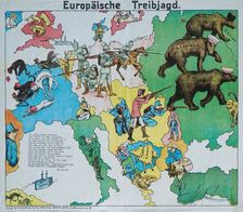 European Beating Hunt. European satirical map, 1914. Creator: Anonymous