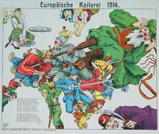 European brawling 1914. European satirical map, 1914. Creator: Anonymous