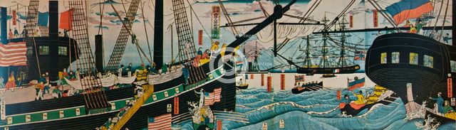 'European Ships in a Japanese Harbour', c1860. Artist: Unknown.