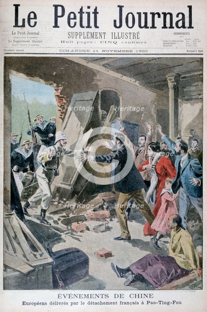 Europeans saved by a detachment of French marines, Pao Ting Fou, China, 1900. Artist: Oswaldo Tofani