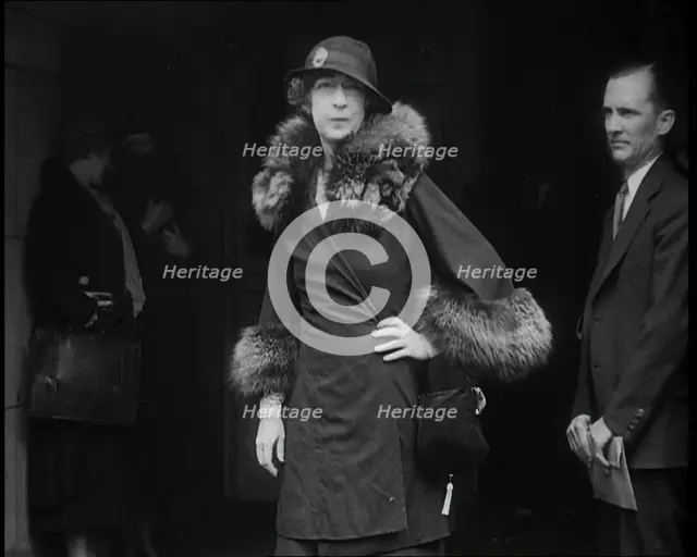 Evalyn Walsh McLean, American Mining Heiress, Wearing a Fur Trimmed Coat and a Hat Posing..., 1930s. Creator: British Pathe Ltd.