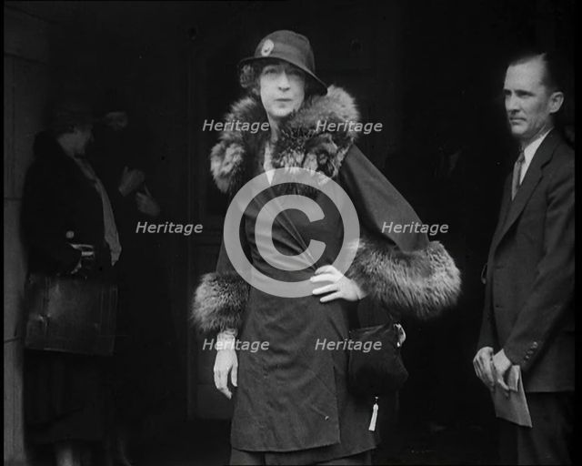 Evalyn Walsh McLean, American Mining Heiress, Wearing a Fur Trimmed Coat and a Hat Posing..., 1930s. Creator: British Pathe Ltd.