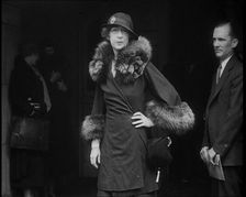 Evalyn Walsh McLean, American Mining Heiress, Wearing a Fur Trimmed Coat and a Hat Posing..., 1930s. Creator: British Pathe Ltd