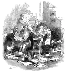 Eve of the 30th - correcting plans at a tavern, 1845. Creator: Unknown