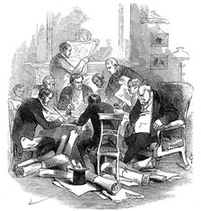 Eve of the 30th - correcting plans at a tavern, 1845. Creator: Unknown