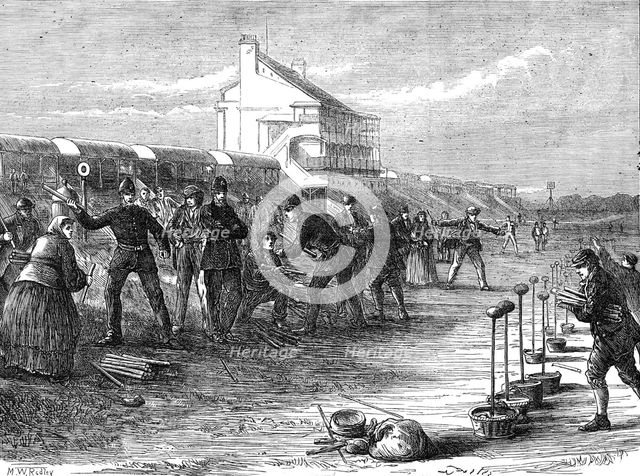 Eve of the Derby: at the winning-post, 1871. Creator: Unknown.