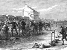 Eve of the Derby: at the winning-post, 1871. Creator: Unknown