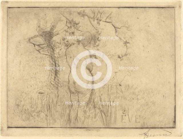 Eve before the Apple Tree (Eve de dos devant le pommier), 1892. Creator: Paul Albert Besnard.